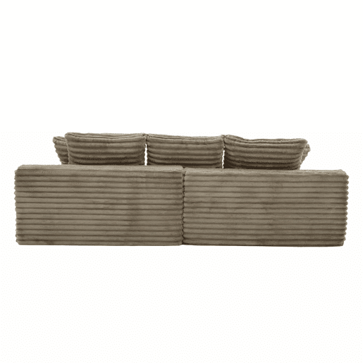 Sofá de 4 lugares - encosto alto, almofadas adicionais, bolsos e porta-copos laterais, convertível em cama, estofamento macio - Cáqui