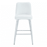 Conjunto de 2 bancos de bar, 100 cm - Couro PU branco, estrutura metálica prateada, apoio para os pés confortável - Branco e prateado