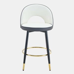 Banco de bar giratório 360° - Almofadas cinza escuro e branco, material PU, banco acolchoado confortável, ideal para bares, salas de jantar, cozinhas, terraços, etc. - Cor: Cinza escuro, Branco