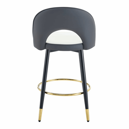 Banco de bar giratório 360° - Almofadas cinza escuro e branco, material PU, banco acolchoado confortável, ideal para bares, salas de jantar, cozinhas, terraços, etc. - Cor: Cinza escuro, Branco