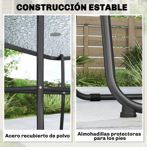 Outsunny Conjunto de Mesa e Cadeiras de Jardim de 8 Peças Móveis de Jardim para Exterior com Chapéu de Sol 6 Cadeiras Dobráveis Mesa de Vidro Temperado para Terraço Pátio Cinza