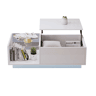Mesa de centro elevável retangular de painel de partículas com luz led,branco