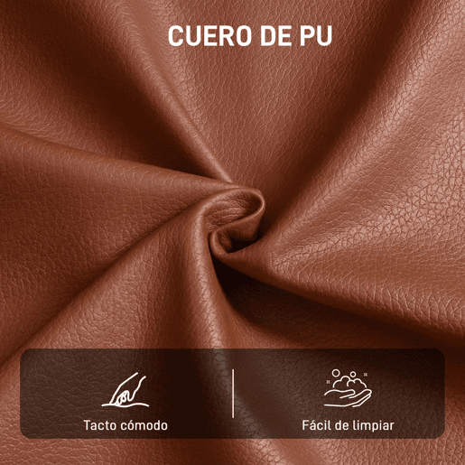 HOMCOM Poltrona Giratória Estofada em PU com Assento Acolchoado, Apoios de Braços e Pernas Metálicas, Castanho