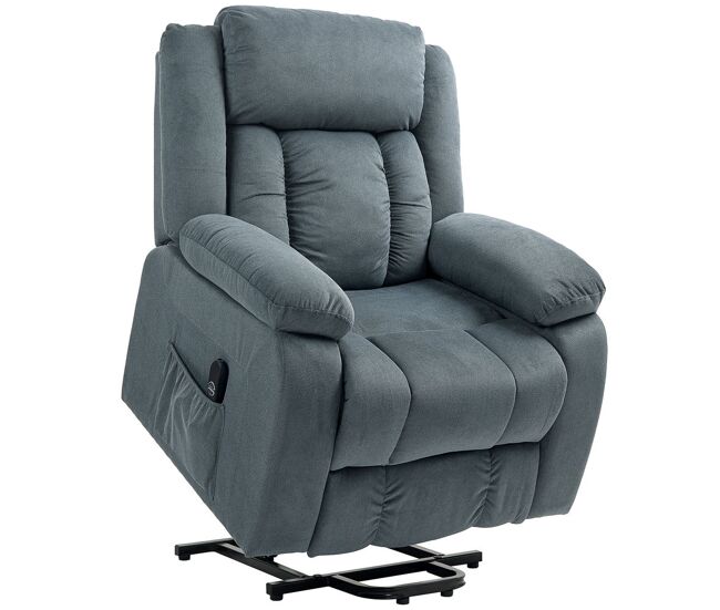 Homcom sillón relax reclinable eléctrico levanta personas mayores, con puerto usb, sillón elevador, con control remoto, asiento ancho, reposapiés, tapizado en terciopelo, bolsillos laterales, gris