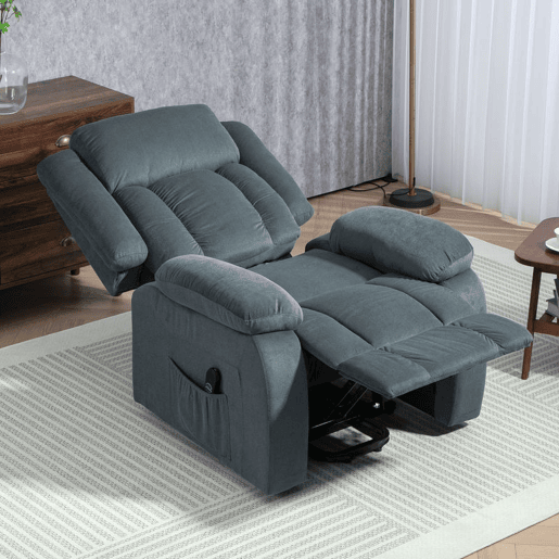 Poltrona Relax Reclinável Elétrica HOMCOM Levanta Pessoas com Porta USB Controlo Remoto Assento Largo Apoio para os Pés Estofada em Tecido Aveludado Cinzento Poltrona Relax Reclinável Elétrica HOMCOM Levanta Pessoas com Porta USB Controlo Remoto Assento Largo Apoio para os Pés Estofada em Tecido Aveludado Cinzento