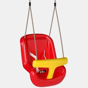 AIYAPLAY Baloiço Infantil Baloiço para Crianças Corda Ajustável com Encosto Alto Barra de Segurança em T para Interior e Exterior Vermelho