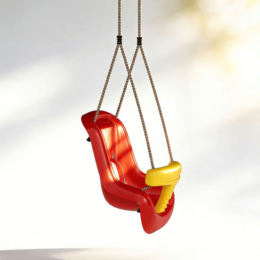 AIYAPLAY Baloiço Infantil Baloiço para Crianças Corda Ajustável com Encosto Alto Barra de Segurança em T para Interior e Exterior Vermelho