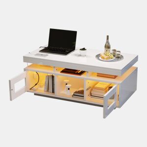 Mesa de centro retangular de painel de partículas com luz led,branco