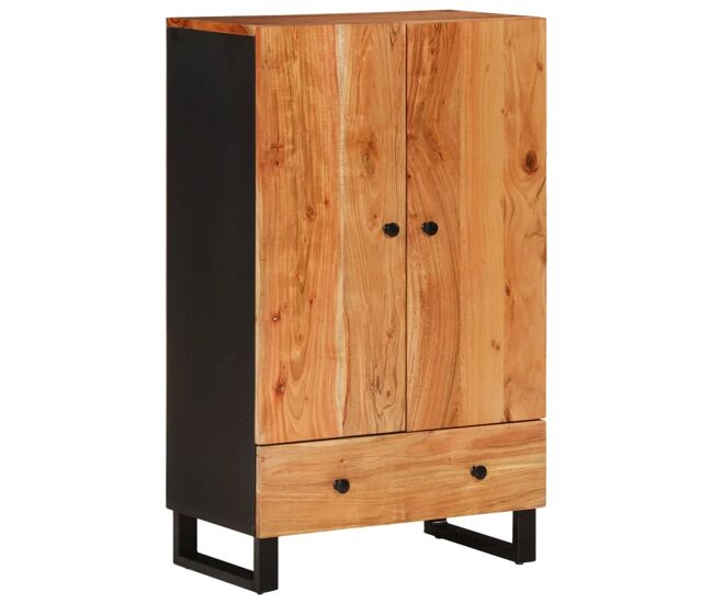 Aparador - mueble de almacenamiento con cajón hierro y madera maciza acacia 60x33x100 cm es1755