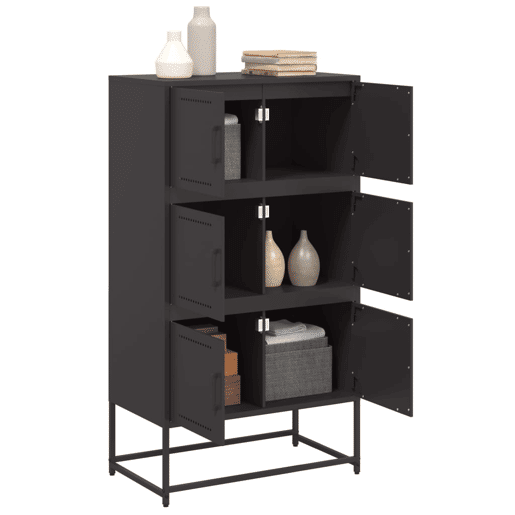 Aparador - Bufete - Móvei de apoio 68,5x38,5x123,5 cm aço preto pt2339