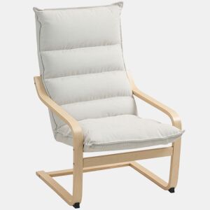 HOMCOM Poltrona de Sala Moderna com Encosto Alto Apoios de Braços e Estrutura de Madeira Estofada em Veludo para Quarto Sala de Estar Creme
