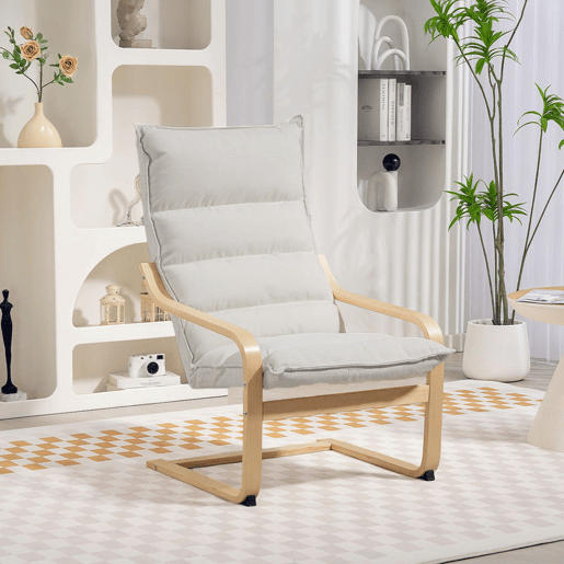 HOMCOM Poltrona de Sala Moderna com Encosto Alto Apoios de Braços e Estrutura de Madeira Estofada em Veludo para Quarto Sala de Estar Creme