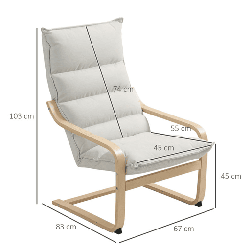 HOMCOM Poltrona de Sala Moderna com Encosto Alto Apoios de Braços e Estrutura de Madeira Estofada em Veludo para Quarto Sala de Estar Creme