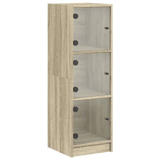 Aparador - Bufete - Móvei de apoio alto c portas de vidro 35x37x109 cm carvalho sonoma pt2138