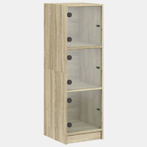 Aparador - Bufete - Móvei de apoio alto c portas de vidro 35x37x109 cm carvalho sonoma pt2138