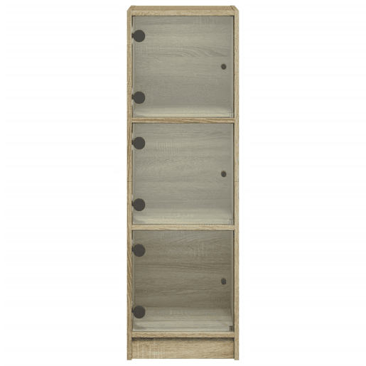 Aparador - Bufete - Móvei de apoio alto c portas de vidro 35x37x109 cm carvalho sonoma pt2138