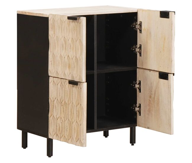 Aparador - mueble de almacenamiento con almacenamiento acabado de lavado 60 x 33 x 75 cm es1723
