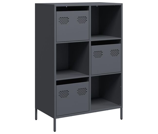 Aparador - mueble de almacenamiento de acero gris antracita 68x39x103,5 cm es2246