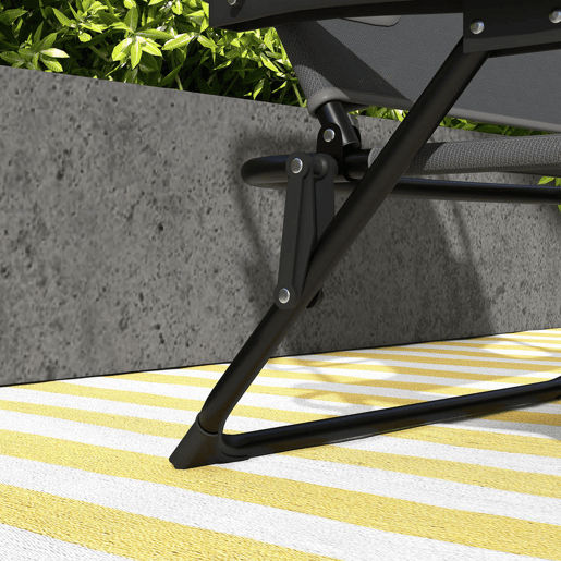 Outsunny Espreguiçadeira Dobrável Espreguiçadeira de Jardim Exterior com Encosto Ajustável em 4 Posições Orifício de Leitura Almofada de Apoio e Braços Carga 120 kg para Terraço Piscina 145x72x89 cm Cinzento Escuro