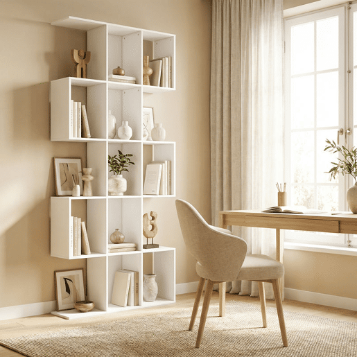 HOMCOM Estante de 5 Níveis Estante de Livros Estreita Estante em Forma de S para Sala de Estar Quarto Escritório 80x24x200 cm Branco com Efeito Madeira