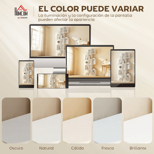 HOMCOM Estante de 5 Níveis Estante de Livros Estreita Estante em Forma de S para Sala de Estar Quarto Escritório 80x24x200 cm Branco com Efeito Madeira