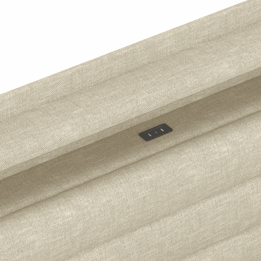 Cama estofada 140x200 cm - com iluminação LED, mecanismo hidráulico, portas USB e Tipo-C, compartimento e prateleiras, tecido de linho - Bege