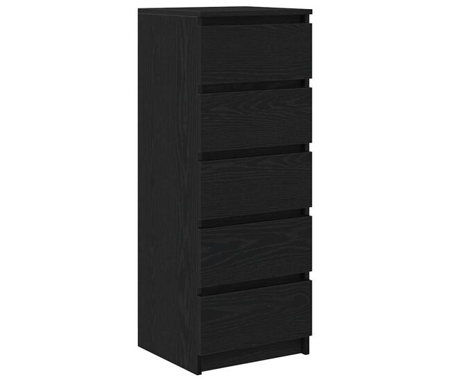 Aparador - mueble de almacenamiento con cajones roble negro 37,5x35x99cm madera ingeniería es1833