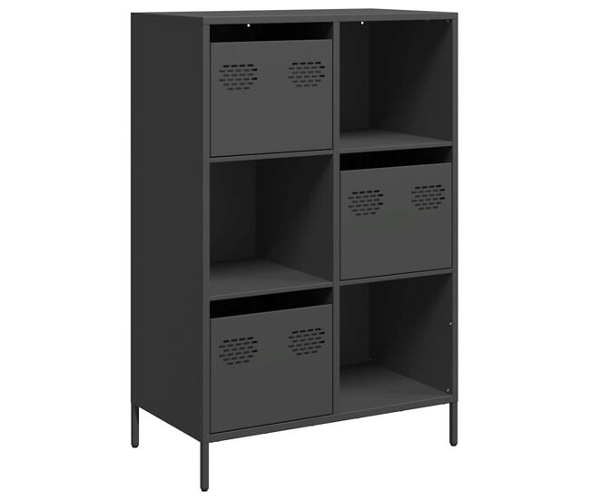 Aparador - mueble de almacenamiento de acero negro 68x39x103,5 cm es2341