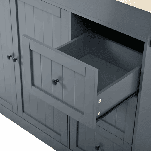 Ilha de cozinha com rodas - bancada extensível, prateleira para especiarias e gavetas, ilha de cozinha móvel independente para cozinha e sala de jantar - Cinza