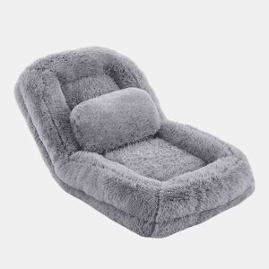 Sofá tipo cama humana - 5 posições ajustáveis, para jogos, meditação e relaxamento, tecido felpudo - Cinza claro
