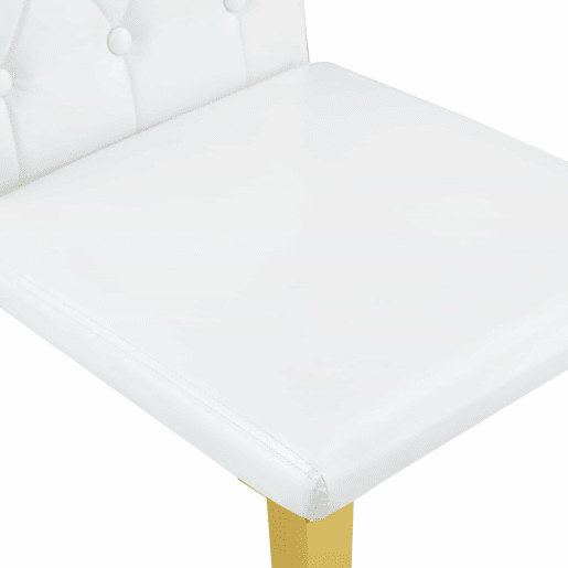 Cadeiras de sala de jantar 4 unidades - Luxo leve, metal dourado brilhante - Branco+Dourado