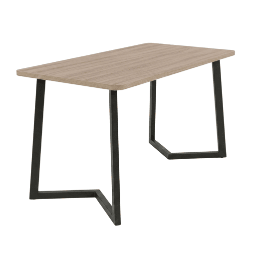 Conjunto de mesa de jantar fixa com 4 cadeiras, pacote de móveis para sala de estar, carvalho Bergam e bege.
