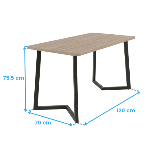 Conjunto de mesa de jantar fixa com 4 cadeiras, pacote de móveis para sala de estar, carvalho Bergam e bege.