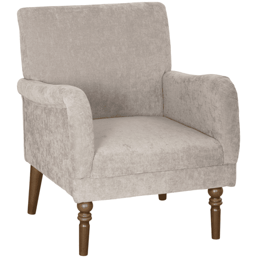HOMCOM Poltrona Relax Sofá Individual Estofado em Linho Apoios de Braços Elegantes Pés de Madeira Maciça Acolchoamento Espesso para Sala Quarto e Escritório Cinzento
