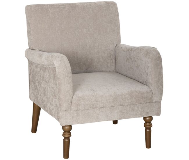 Homcom sillón relax, sofá individual, tapizado en lino, reposabrazos estilizados, patas de madera maciza, acolchado grueso para salón, dormitorio y oficina, gris