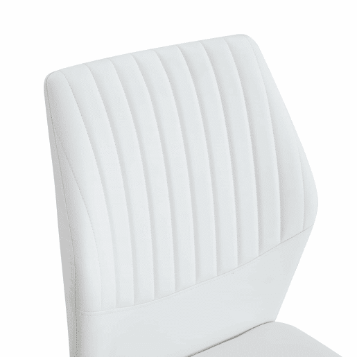 Conjunto de 4 cadeiras de jantar - Estilo leve-luxuoso, encosto em PU branco com padrão vertical + pernas metálicas prateadas - Branco + Prateado