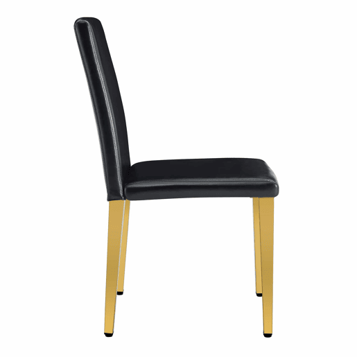 4 cadeiras de sala de jantar - design minimalista em PU preto com pernas metálicas douradas - preto e dourado