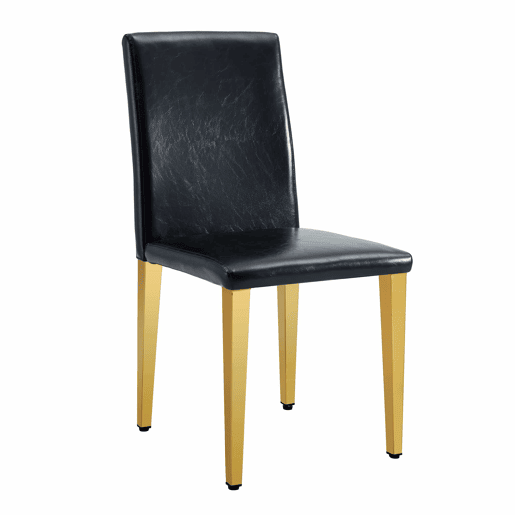 4 cadeiras de sala de jantar - design minimalista em PU preto com pernas metálicas douradas - preto e dourado