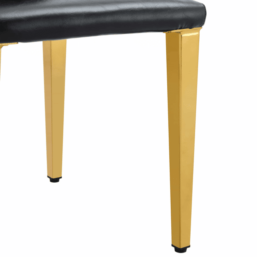 4 cadeiras de sala de jantar - design minimalista em PU preto com pernas metálicas douradas - preto e dourado