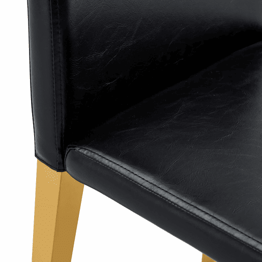 4 cadeiras de sala de jantar - design minimalista em PU preto com pernas metálicas douradas - preto e dourado