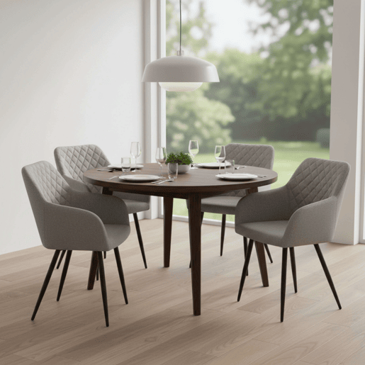 Conjunto de 4 cadeiras de jantar Diamond, conjunto de 4 cadeiras estofadas para sala de estar, cadeiras para sala de estar - Cinza