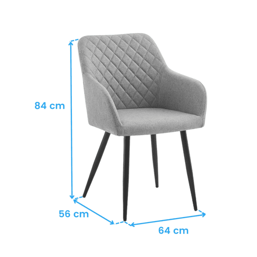 Conjunto de 4 cadeiras de jantar Diamond, conjunto de 4 cadeiras estofadas para sala de estar, cadeiras para sala de estar - Cinza
