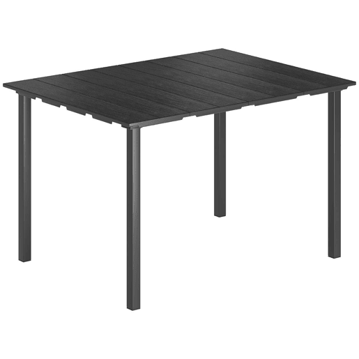 Outsunny Mesa de Jantar de Jardim Retangular Mesa Exterior para Terraço 120x90x74 cm com Tampo de HDPE e Estrutura Metálica para 6 Pessoas, Carga de 50 kg para Pátio Varanda Preto