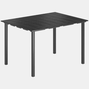 Outsunny Mesa de Jantar de Jardim Retangular Mesa Exterior para Terraço 120x90x74 cm com Tampo de HDPE e Estrutura Metálica para 6 Pessoas, Carga de 50 kg para Pátio Varanda Preto