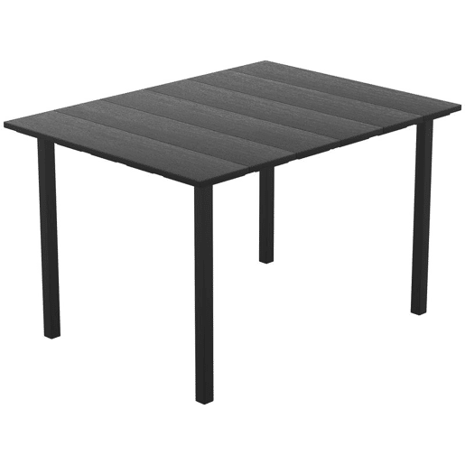 Outsunny Mesa de Jantar de Jardim Retangular Mesa Exterior para Terraço 120x90x74 cm com Tampo de HDPE e Estrutura Metálica para 6 Pessoas, Carga de 50 kg para Pátio Varanda Preto