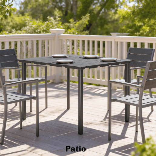 Outsunny Mesa de Jantar de Jardim Retangular Mesa Exterior para Terraço 120x90x74 cm com Tampo de HDPE e Estrutura Metálica para 6 Pessoas, Carga de 50 kg para Pátio Varanda Preto