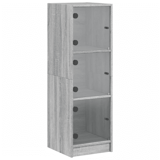 Aparador - Bufete - Móvei de apoio alto c portas de vidro 35x37x109 cm cinzento sonoma pt2134