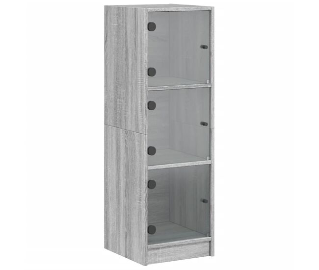 Aparador - mueble de almacenamiento con puertas de vidrio gris sonoma 35x37x109 cm es2134