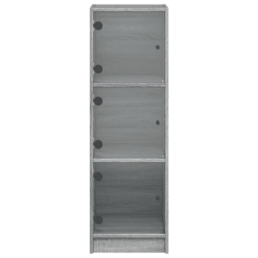 Aparador - Bufete - Móvei de apoio alto c portas de vidro 35x37x109 cm cinzento sonoma pt2134