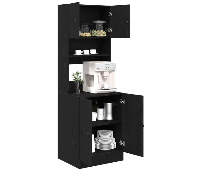 Aparador - mueble de almacenamiento de cocina 2 pcs roble negro 60 x 50 x 180 cm es2425